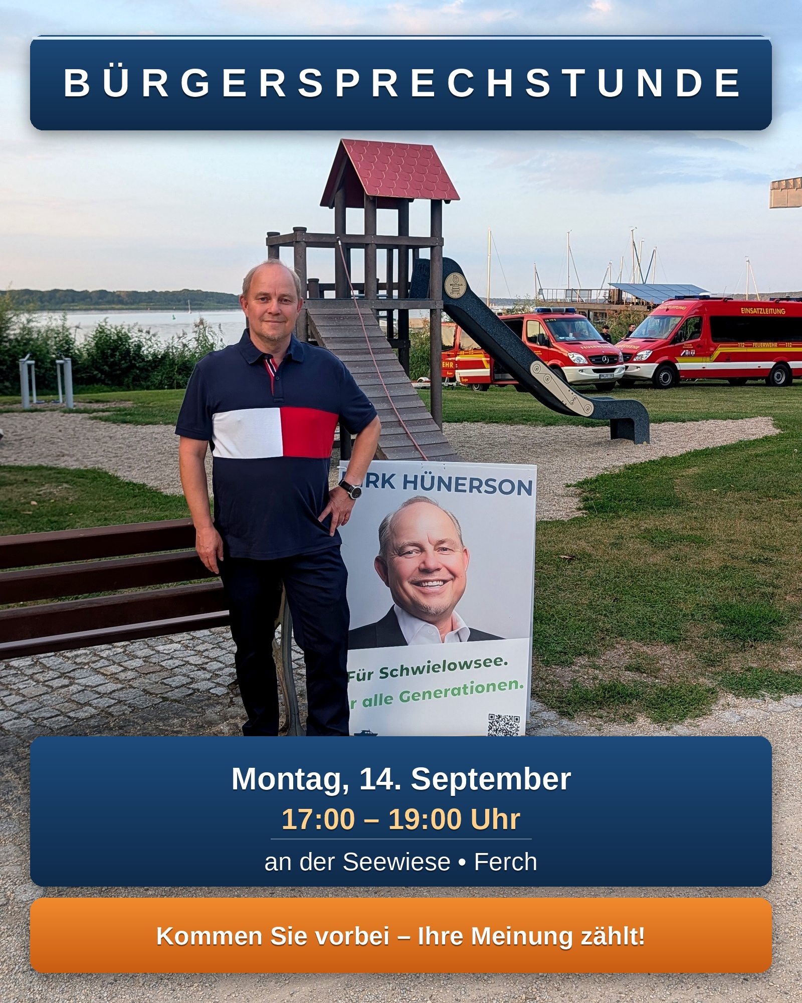 Flyer zur Bürgersprechstunde an der Seewiese Ferch